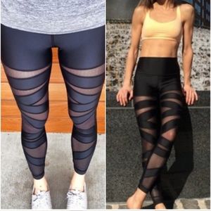 Lululemon 10 black shine dot tech mesh leggings